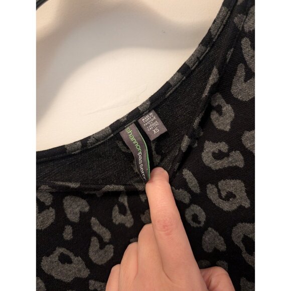 Shannon Passero Tunic Sweater, Grey/Black Leopard Print, Size XS - Picture 2 of 6
